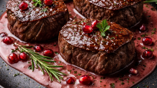 🥩 لحم بقري بصوص الرمان والكريمة