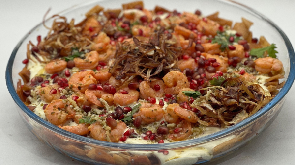 فتة الروبيان مع الزبدة والثوم